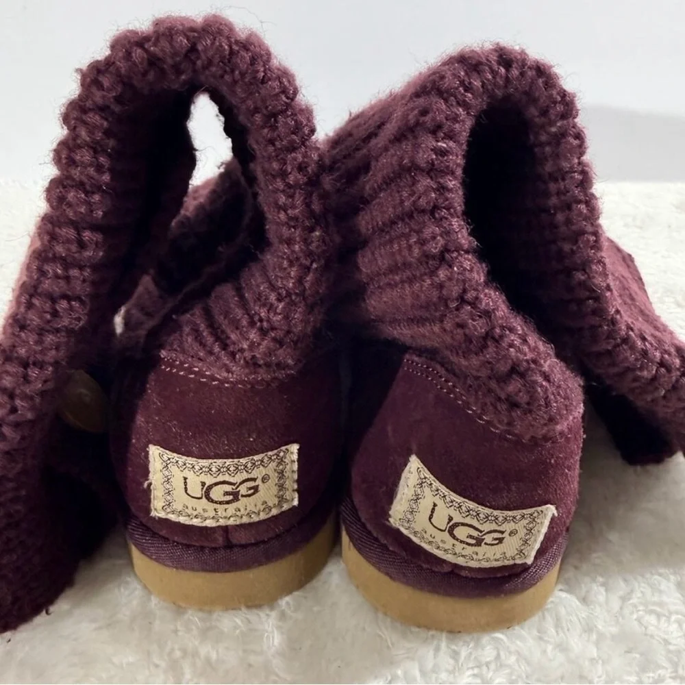 UGG Cardy Burgundy Knit Tall Winter Boots Women’s Size 6 Cozy Sweater Boots